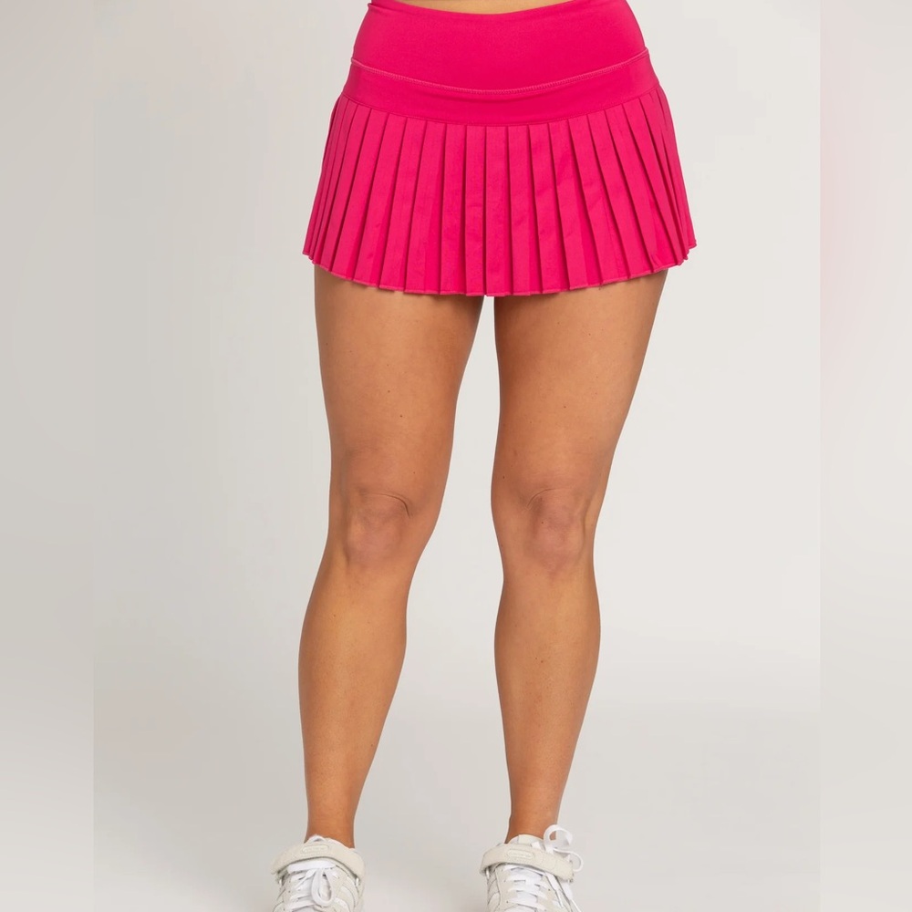 Gold Hinge Hot Pink Pleated Mini Skirt